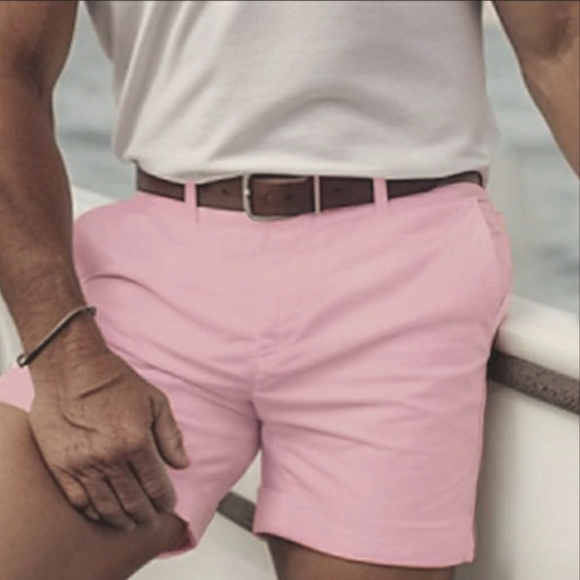 Straight Fit 42 Stretch Cotton Flat Front Pink Career Golf Vacation Shorts - Picture 1 of 7